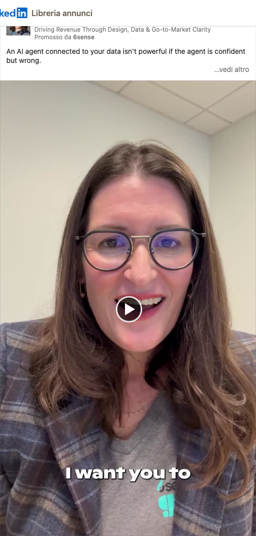 LinkedIn thought leader video ad from Kimberly Bloomston, CPTO, promoted by 6sense